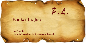 Paska Lajos névjegykártya